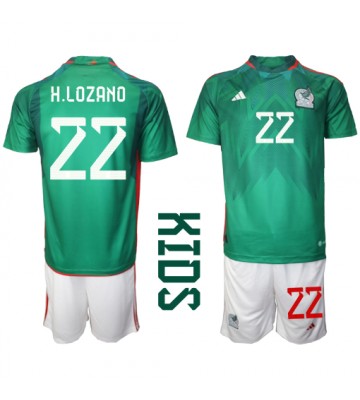 Lacne Dětský Futbalové dres Mexiko Hirving Lozano #22 MS 2022 Krátky Rukáv - Domáci (+ trenírky)